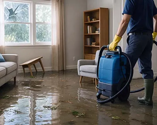 Emergency storm and flood damage restoration Phoenix AZ - professional cleanup crew removing debris and extracting flood water