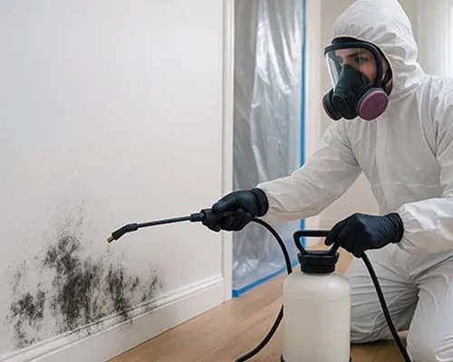Professional mold remediation and removal Phoenix AZ - certified technician conducting safe mold inspection with testing equipment